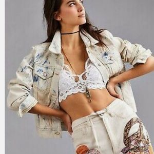 Free People Rumors Tie Dye Blue Denim Jacket